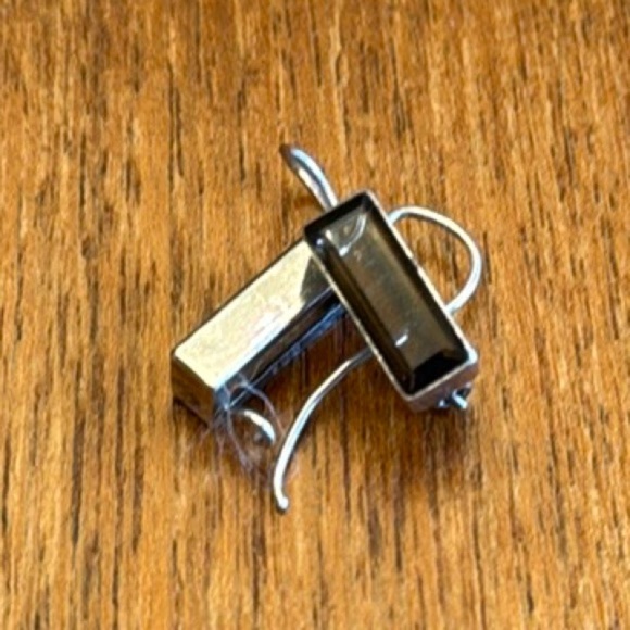 Vintage smoked quartz earrings 925 silver rectangular stone - Picture 6 of 13